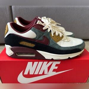 Nike Air Max Sneakers in Burgundy, Cream, and Black